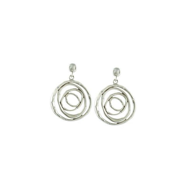Sterling Silver & 14K White 3/8 CTW Natural Diamond Circle Earrings