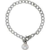 Sterling Silver Cultured White Freshwater Pearl 8 1/2" Bracelet