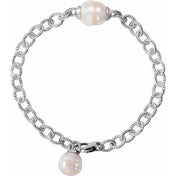 Sterling Silver Cultured White Freshwater Pearl 8.5" Bracelet