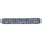 Sterling Silver Cultured Black Freshwater Pearl 3-Strand 7 1/4" Bracelet