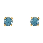 14K Yellow 4 mm Natural Swiss Blue Topaz Stud Earrings