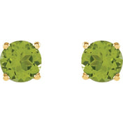 14K Yellow 8 mm Natural Peridot Stud Earrings