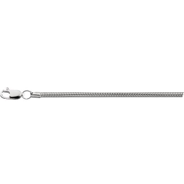 Sterling Silver 2 mm Round Snake 18" Chain