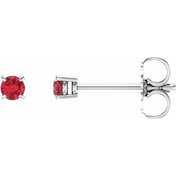 14K White 2.5 mm Natural Ruby Stud Earrings