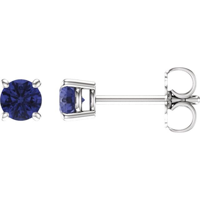 14K White 4 mm Natural Tanzanite Stud Earrings