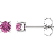14K White 4 mm Natural Pink Sapphire Stud Earrings