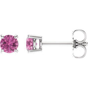 14K White 4 mm Natural Pink Sapphire Stud Earrings