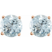 14K Rose 5 mm Natural Aquamarine Stud Earrings
