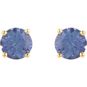 14K Yellow 5 mm Natural Tanzanite Stud Earrings