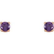 14K Rose 2.5 mm Natural Amethyst Stud Earrings