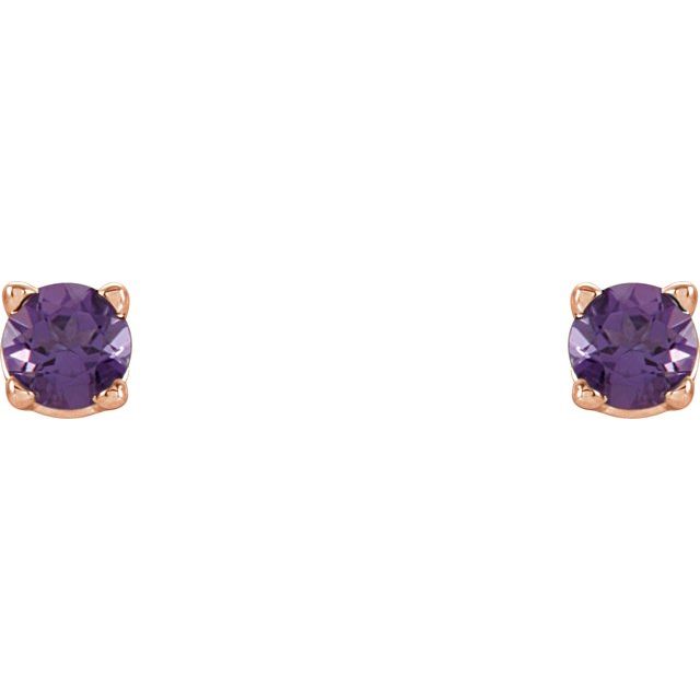 14K Rose 2.5 mm Natural Amethyst Stud Earrings