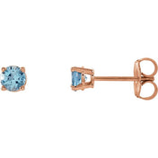 14K Rose 2.5 mm Natural Aquamarine Stud Earrings