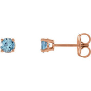 14K Rose 2.5 mm Natural Aquamarine Stud Earrings