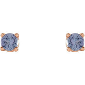 14K Rose 2.5 mm Natural Tanzanite Stud Earrings