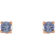 14K Rose 2.5 mm Natural Tanzanite Stud Earrings