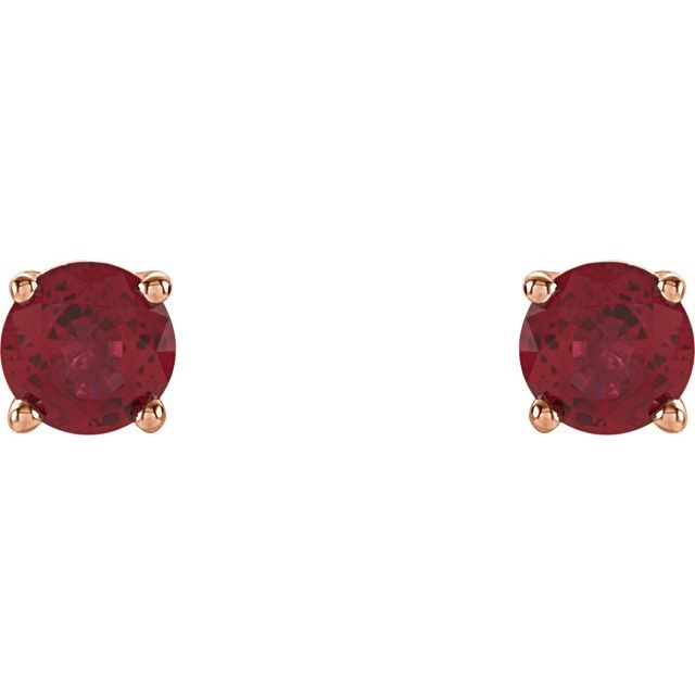 14K Rose 4 mm Natural Ruby Stud Earrings