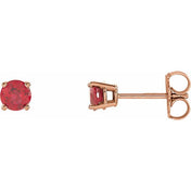 14K Rose 4 mm Natural Ruby Stud Earrings