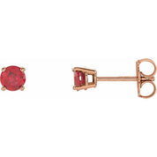 14K Rose 4 mm Natural Ruby Stud Earrings