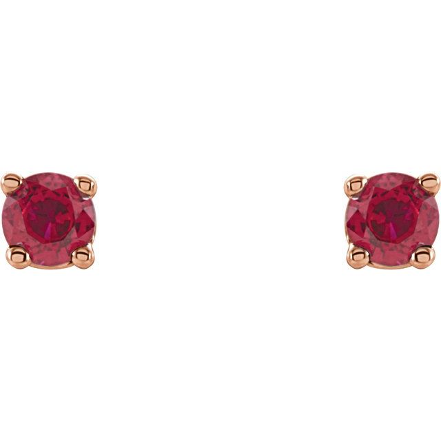 14K Rose 2.5 mm Natural Ruby Stud Earrings