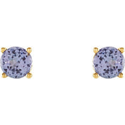 14K Yellow 4 mm Natural Tanzanite Stud Earrings