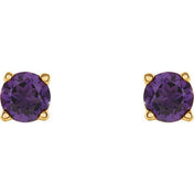 14K Yellow 4 mm Natural Amethyst Stud Earrings