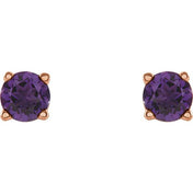 14K Rose 4 mm Natural Amethyst Stud Earrings