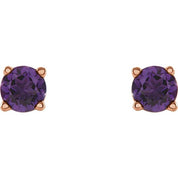 14K Rose 4 mm Natural Amethyst Stud Earrings