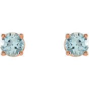 14K Rose 2.5 mm Natural Aquamarine Stud Earrings