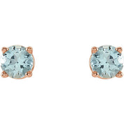 14K Rose 2.5 mm Natural Aquamarine Stud Earrings