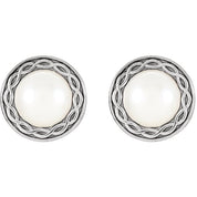 14K White Cultured White Freshwater Pearl Earrings