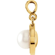 14K Yellow Cultured White Freshwater Pearl Pendant