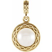 14K Yellow Cultured White Freshwater Pearl Pendant