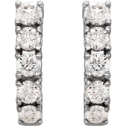 14K White 1 1/2 CTW Lab-Grown Diamond Hoop Earrings