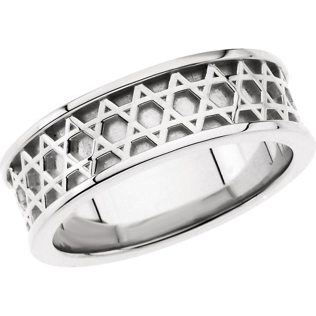 Sterling Silver 6.25 mm Star of David Band Size 8