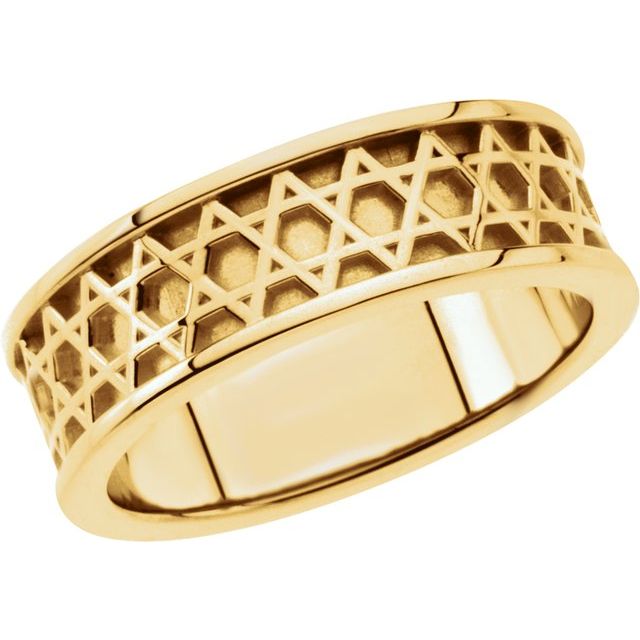 14K Yellow 6.25 mm Star of David Band Size 8