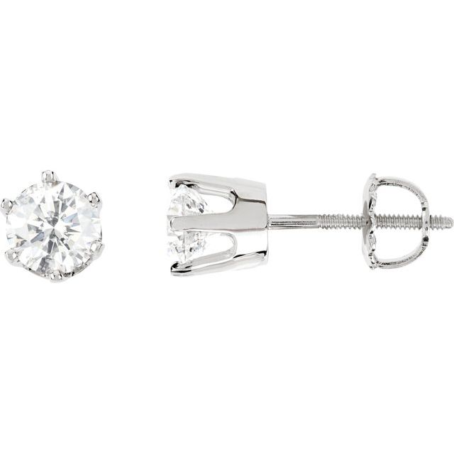 14K White 1 1/2 CTW Natural Diamond 6-Prong Stud Earrings