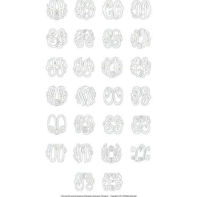 10K Imitation Diamond Script Monogram Necklace with 2 or 3 Initials in Various Sizes