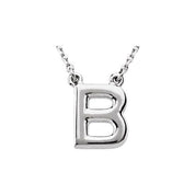 14K Gold Block Font Initial Necklace 16" in Rose Yellow & White