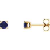 14K Yellow 4 mm Natural Blue Sapphire Stud Earrings