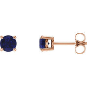 14K Rose 5 mm Lab-Grown Blue Sapphire Stud Earrings