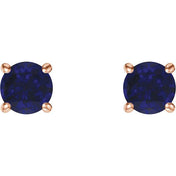 14K Rose 5 mm Natural Blue Sapphire Stud Earrings
