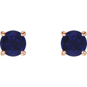 14K Rose 5 mm Lab-Grown Blue Sapphire Stud Earrings
