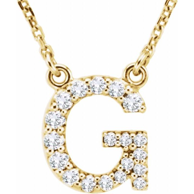 14K Yellow Gold 1/6 CTW Natural Diamond Initial G Necklace - Elegant Jewelry by Brand Name - Motek Jewelry