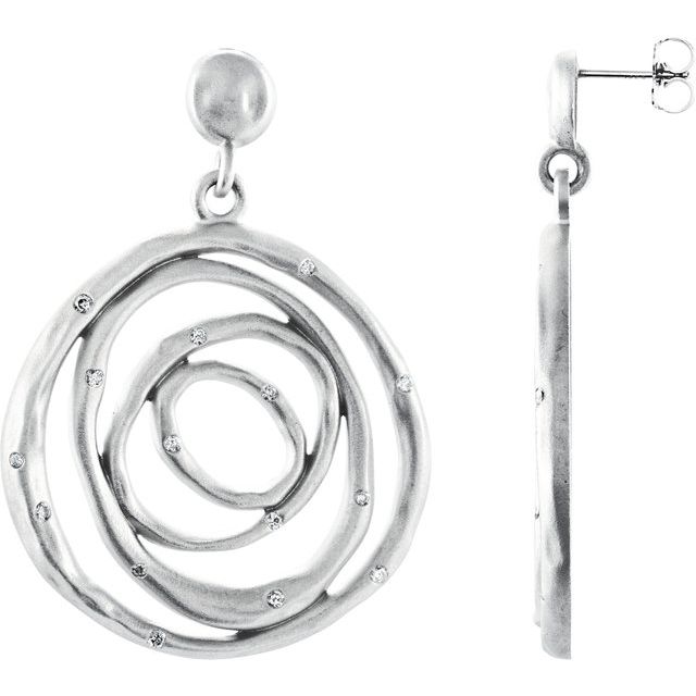 Sterling Silver & 14K White 3/8 CTW Natural Diamond Circle Earrings