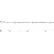 14K White Cultured White Freshwater Pearl 9-Station 18" Necklace