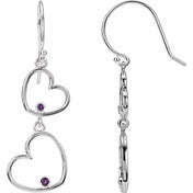 Sterling Silver Natural Amethyst Double Heart Earrings