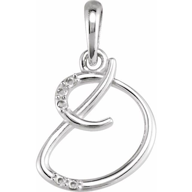 14K White Diamond Initial D Necklace - 18" - .025 CTW by Brand Name