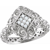 14K White 1/8 CTW Natural Diamond Ring