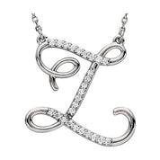 Sterling Silver 1/8 CTW Natural Diamond Initial Z 16" Necklace
