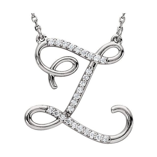 Sterling Silver 1/8 CTW Natural Diamond Initial Z 16" Necklace